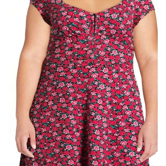 No Boundaries pink with red mini floral dress pt to pt 22 length 35 - Picture 3 of 12